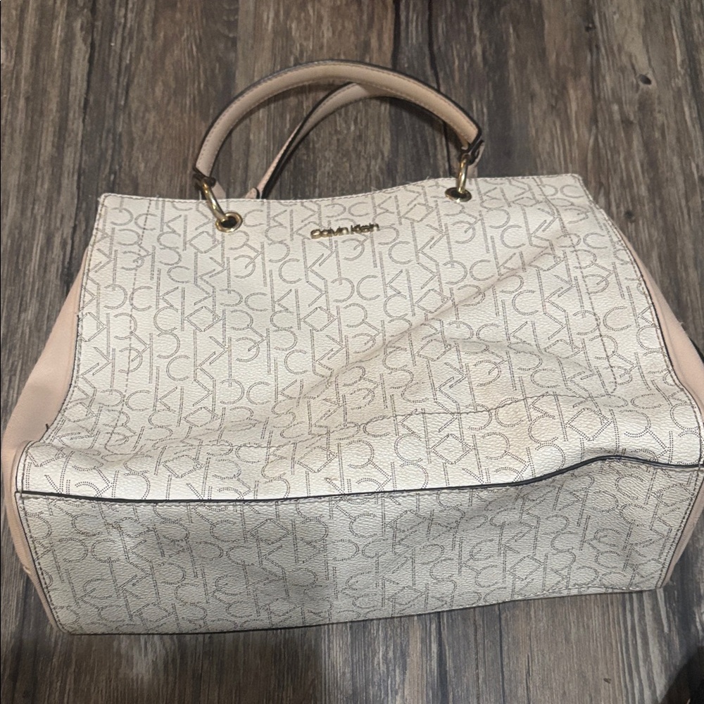 Calvin Klein Beige and Tan Tote Bag